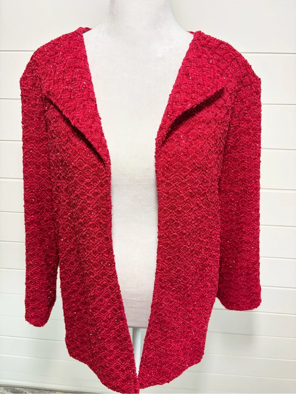Alfred Dunner Women's Textured Shimmer Open Jacket Size 10